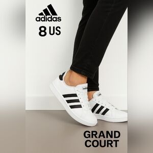 Adidas  Men's Shoes White and Black Grand Court Size 8